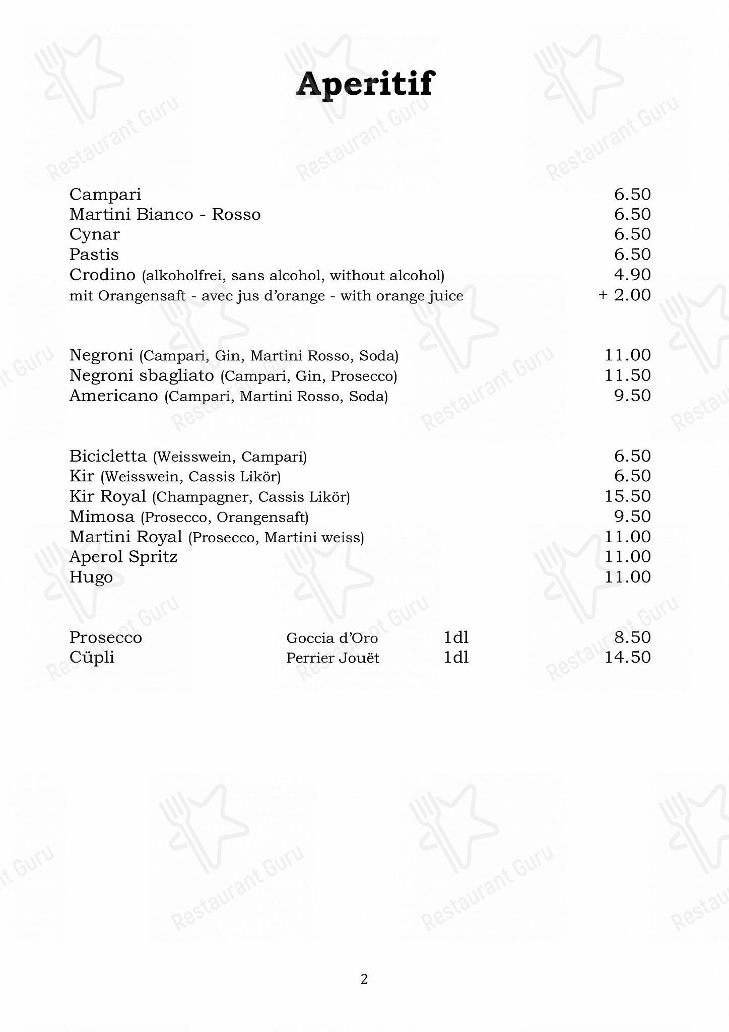 Ночное меню per Grampi’s Bar & Restaurant in Zermatt