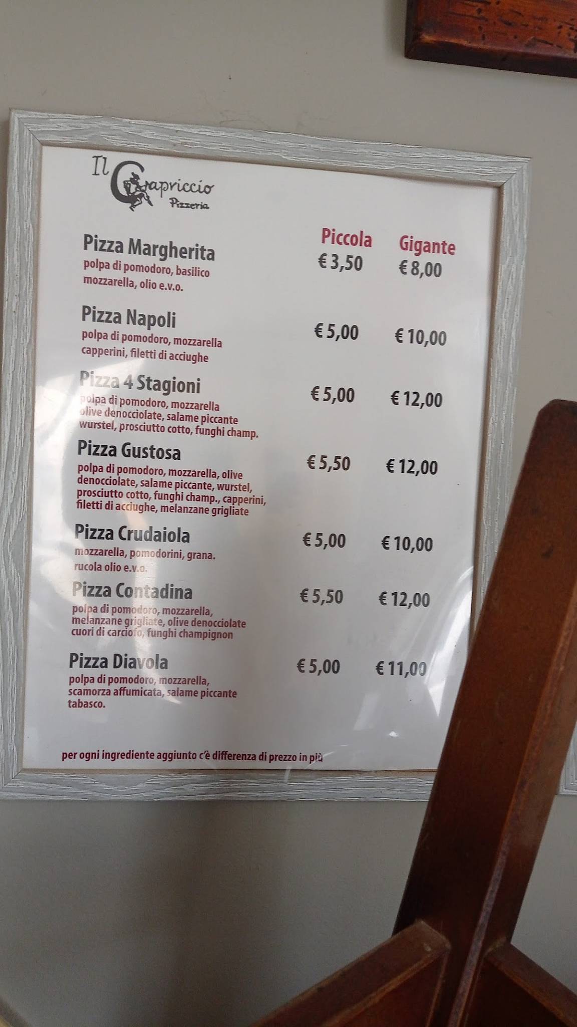 Menu di Il Capriccio 