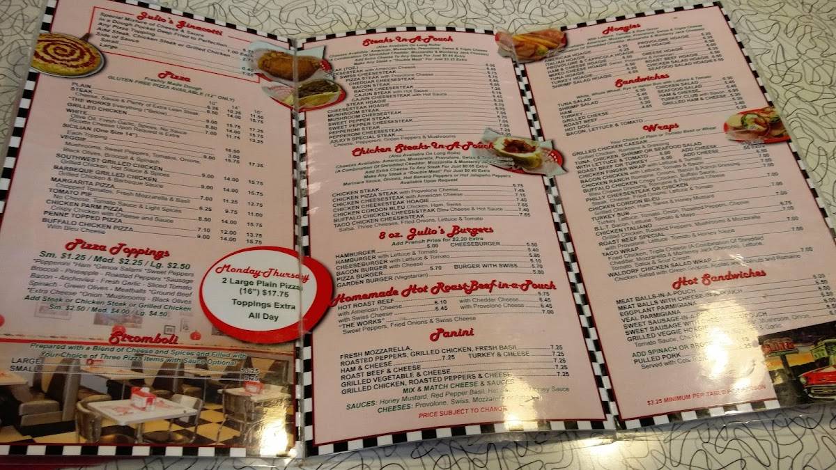 Menu at Julio's Famous Pizzeria, Fairless Hills, 515 S Oxford Valley Rd