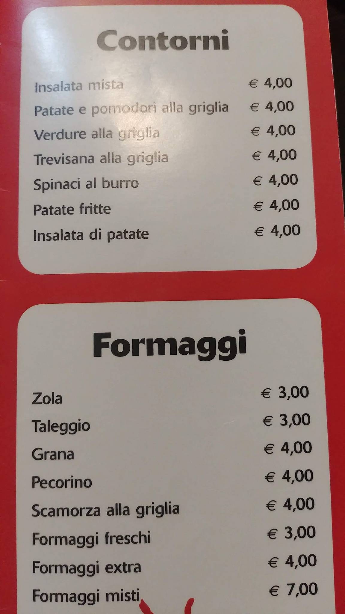 Menu di Pizzeria Mar Rosso 