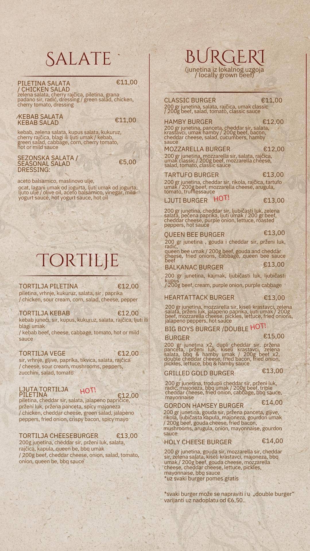 Menu di Pizzeria Maslina 