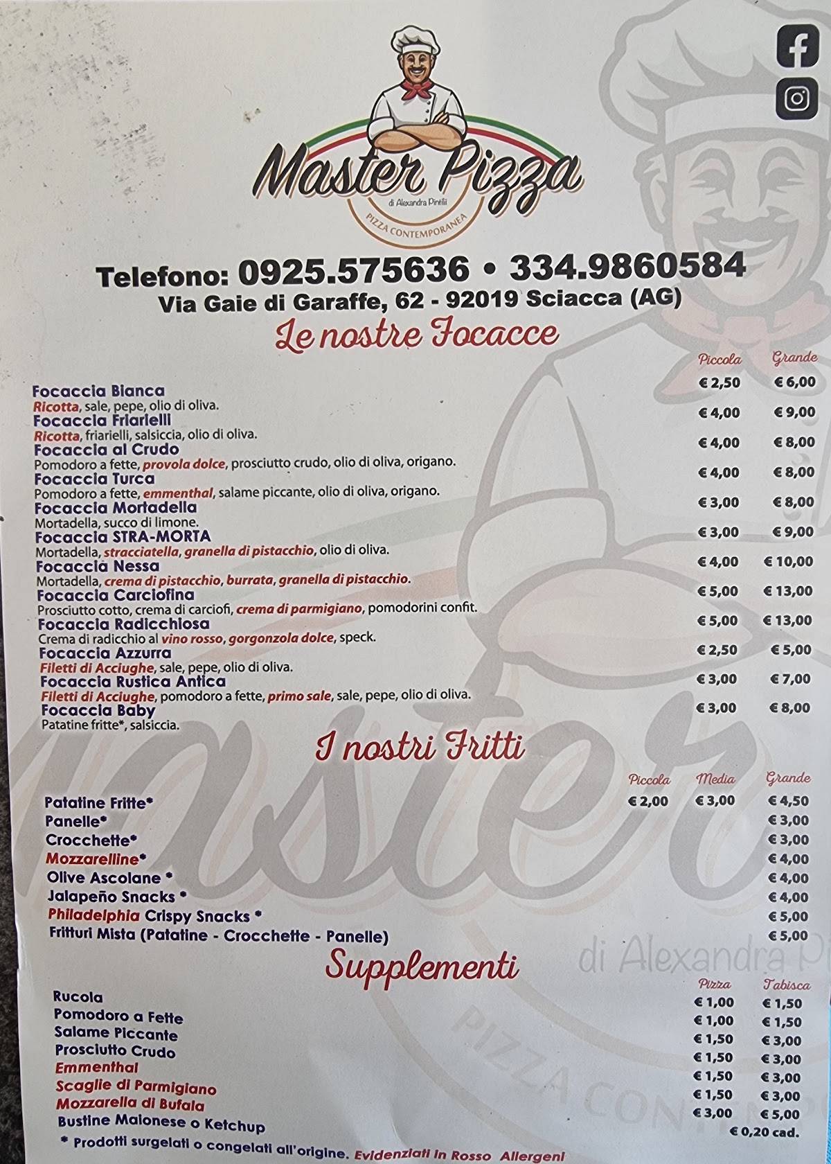 Menu di Pizzeria Master Pizza 