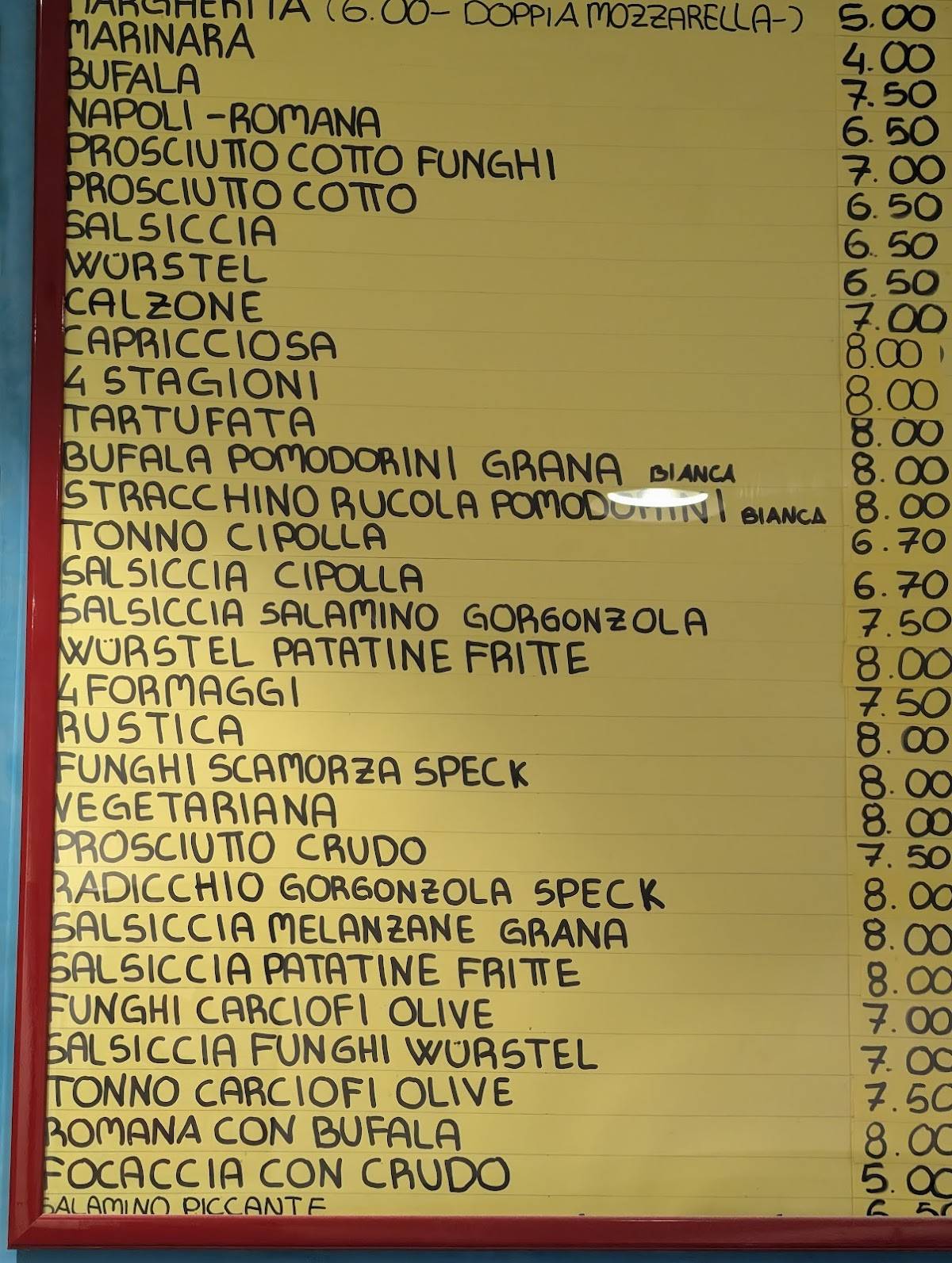Menu di Pizzeria Mille Gusti Rimini 