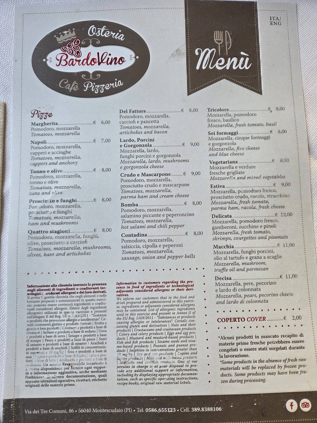 Menu di Osteria BardoVino 