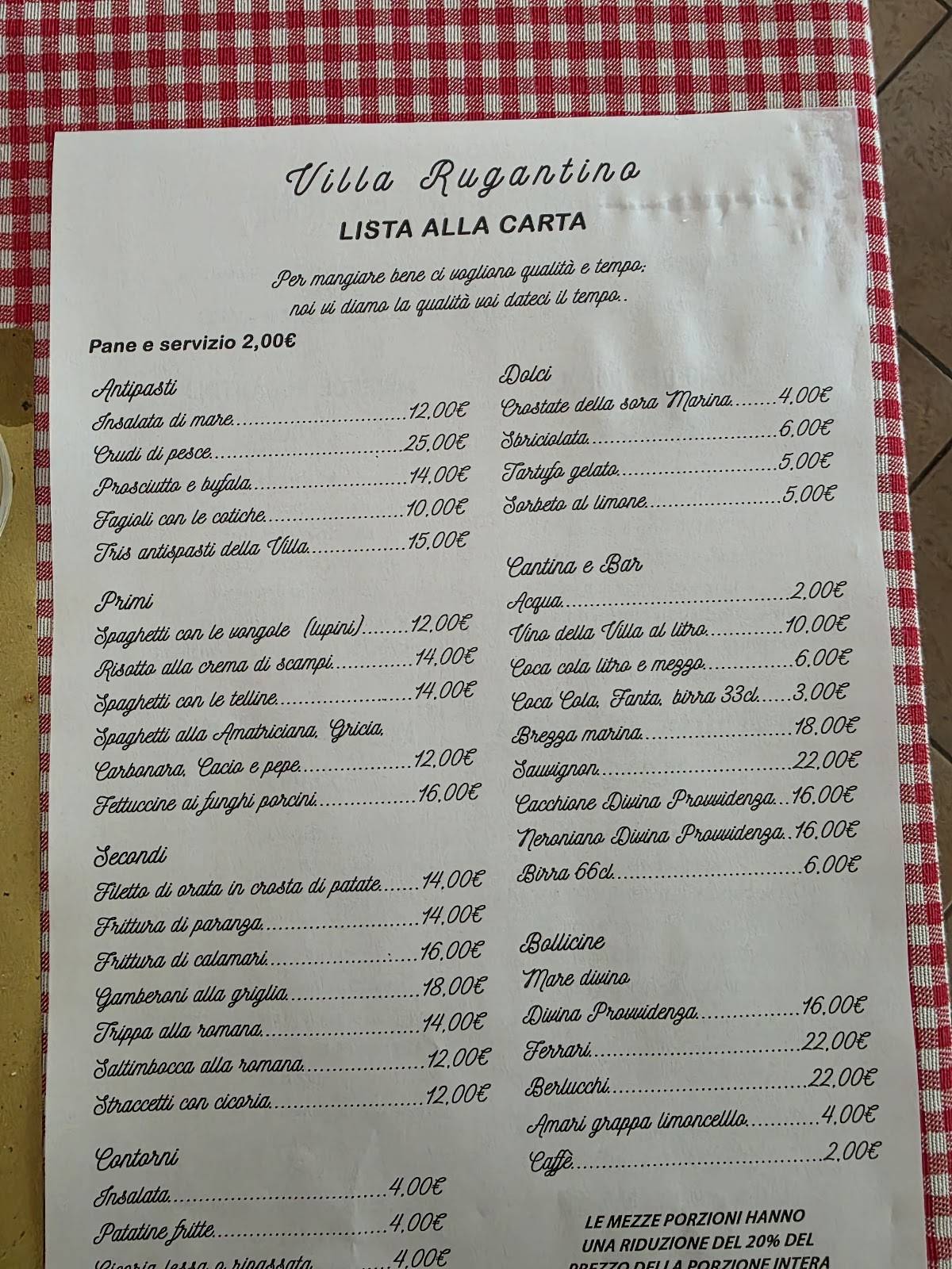 Menu di Osteria Villa Rugantino 