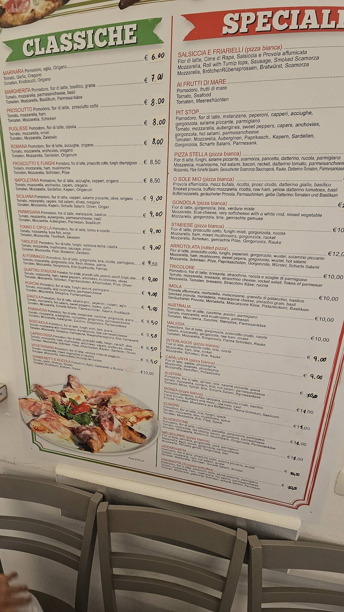 Menu di Pizzeria Pit Stop Lazise 