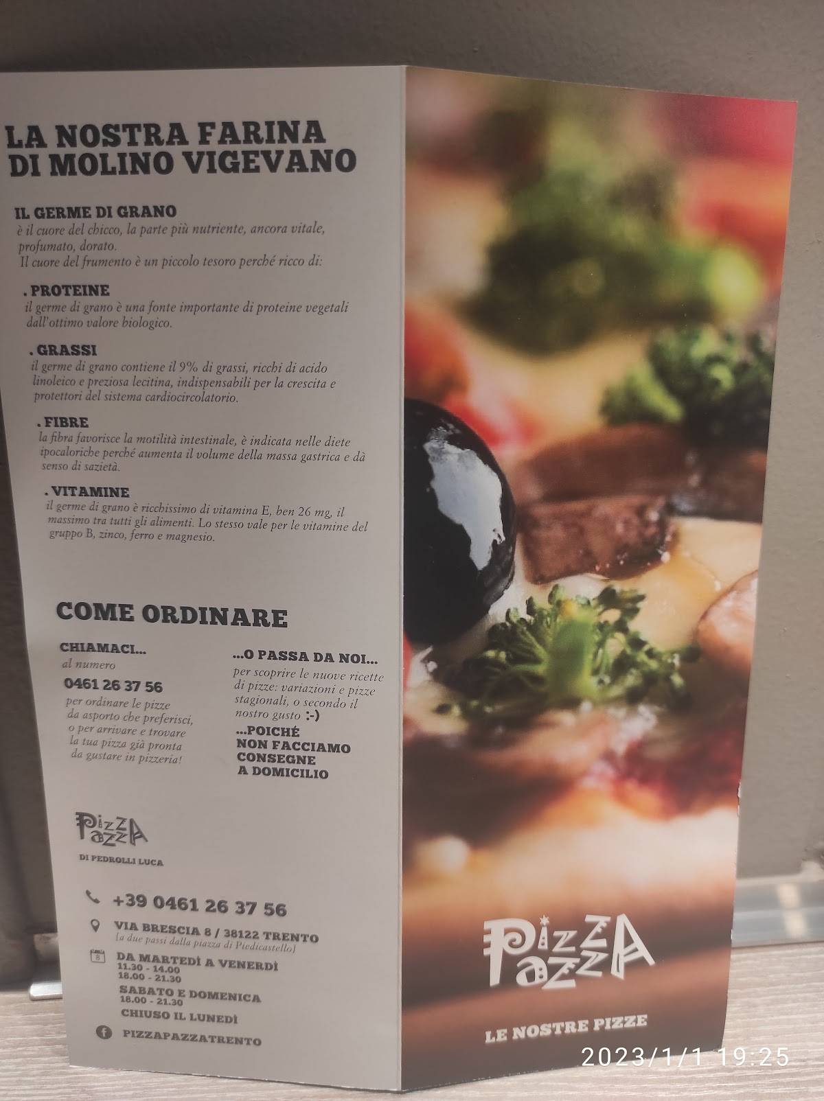 Menu di Pizza Pazza 