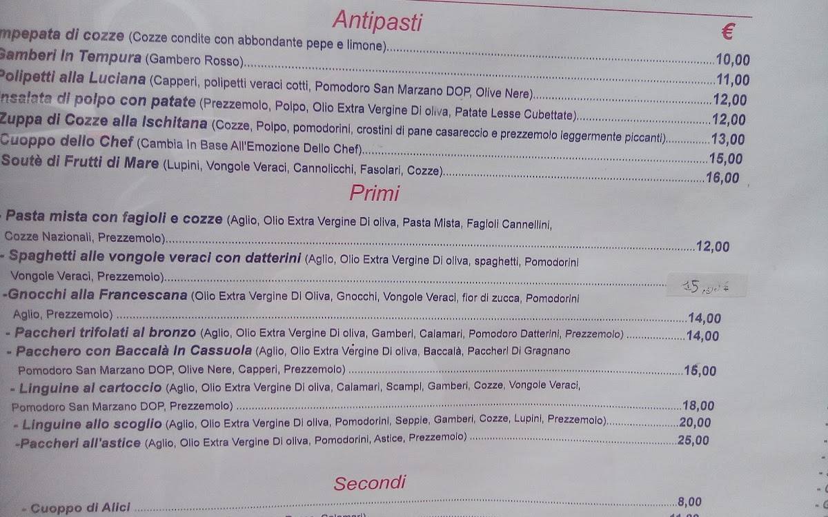 Menu di Pizzeria Trattoria Napoletana Zii Margherita 