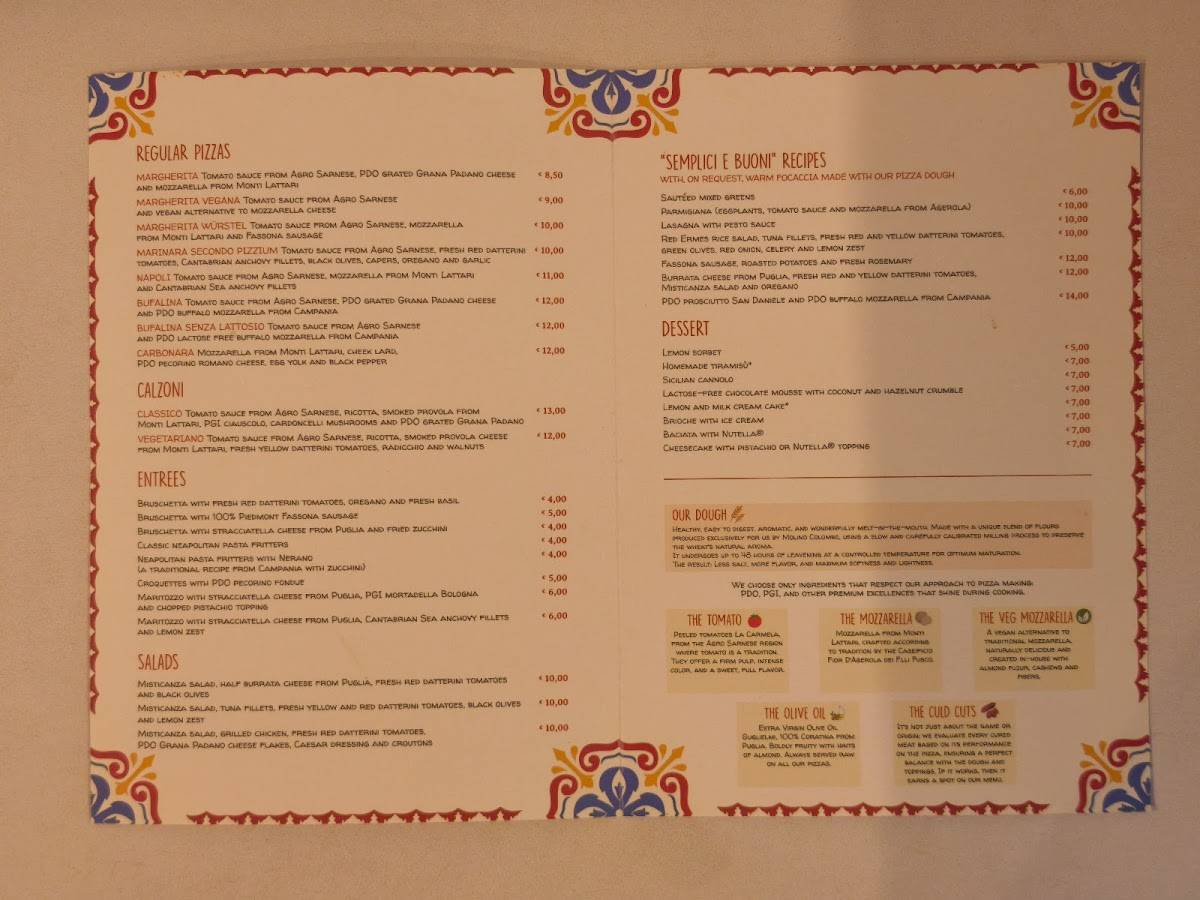 Menu di Pizzium 