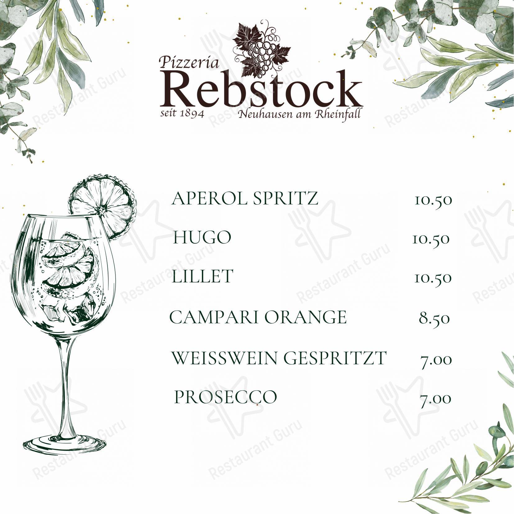 Menu per Pizzeria Rebstock in Neuhausen am Rheinfall