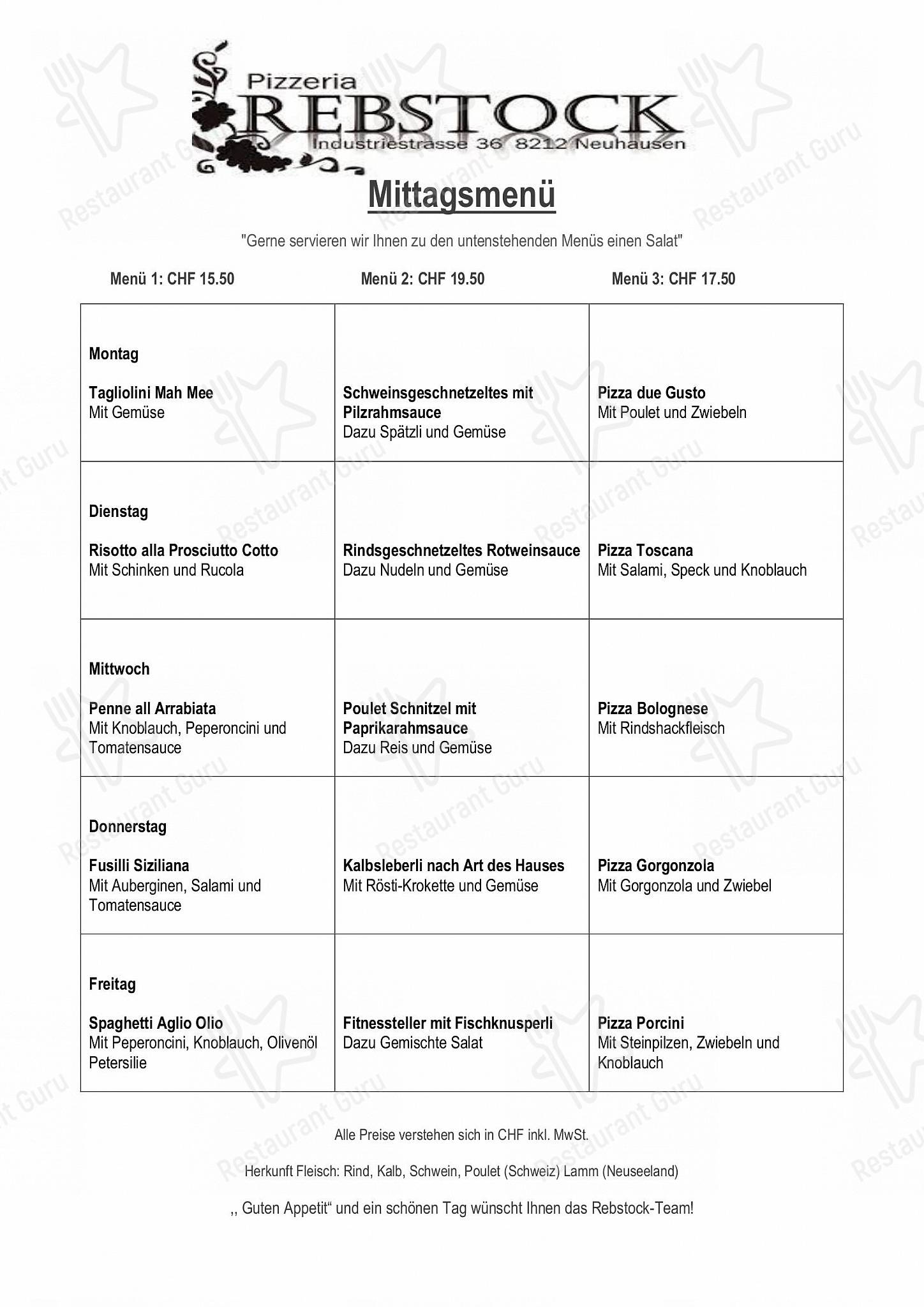 Menu di Pizzeria Rebstock - Детское