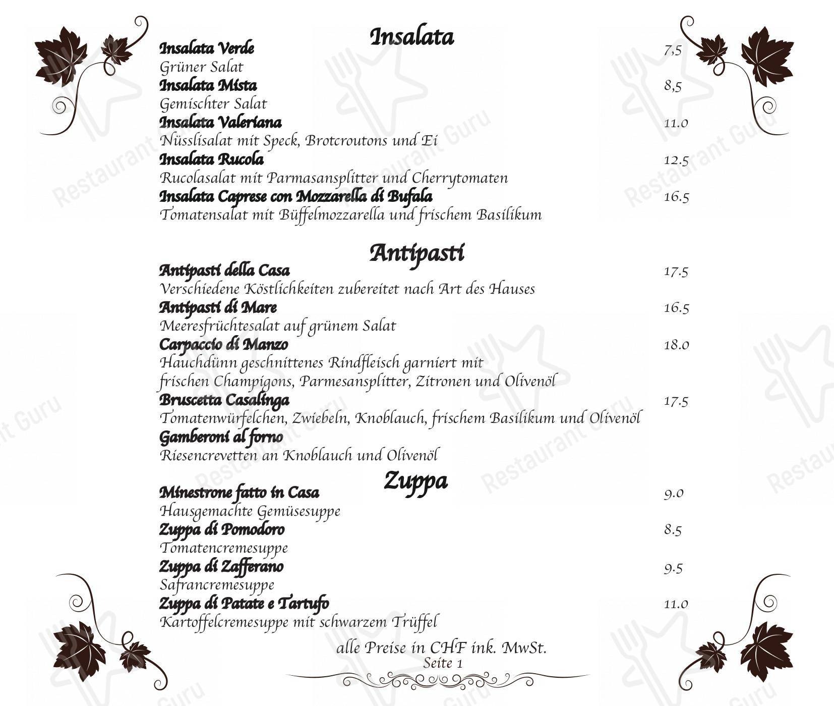Menu di Pizzeria Rebstock - Детское