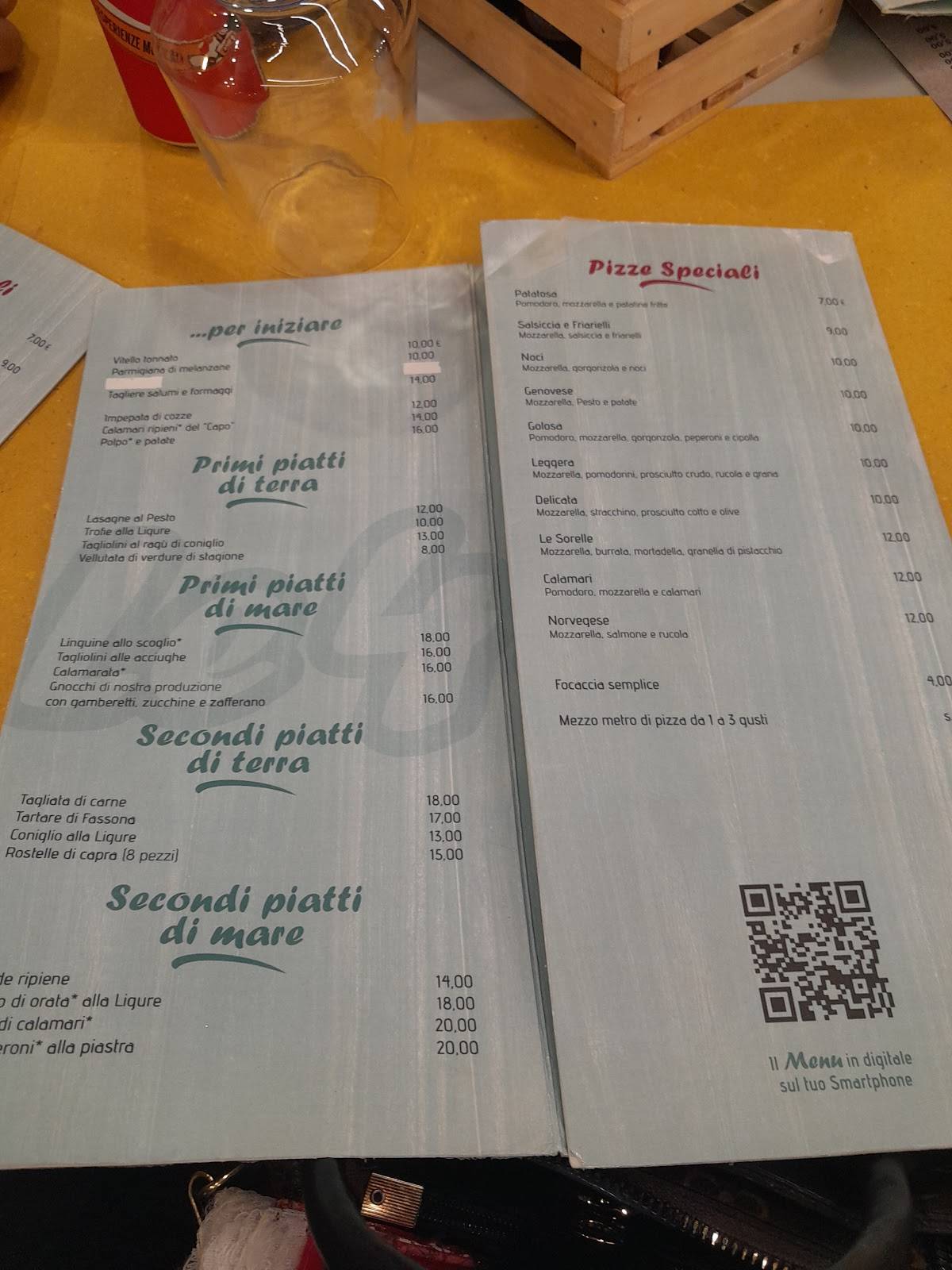 Menu di Pizzeria Ristorante Bar le 4 Sorelle 