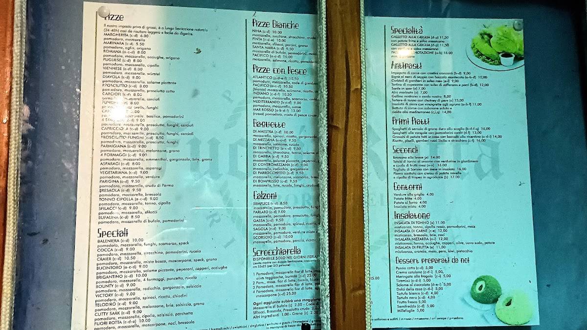 Menu di Pizzeria Ristorante Fuori Rotta 