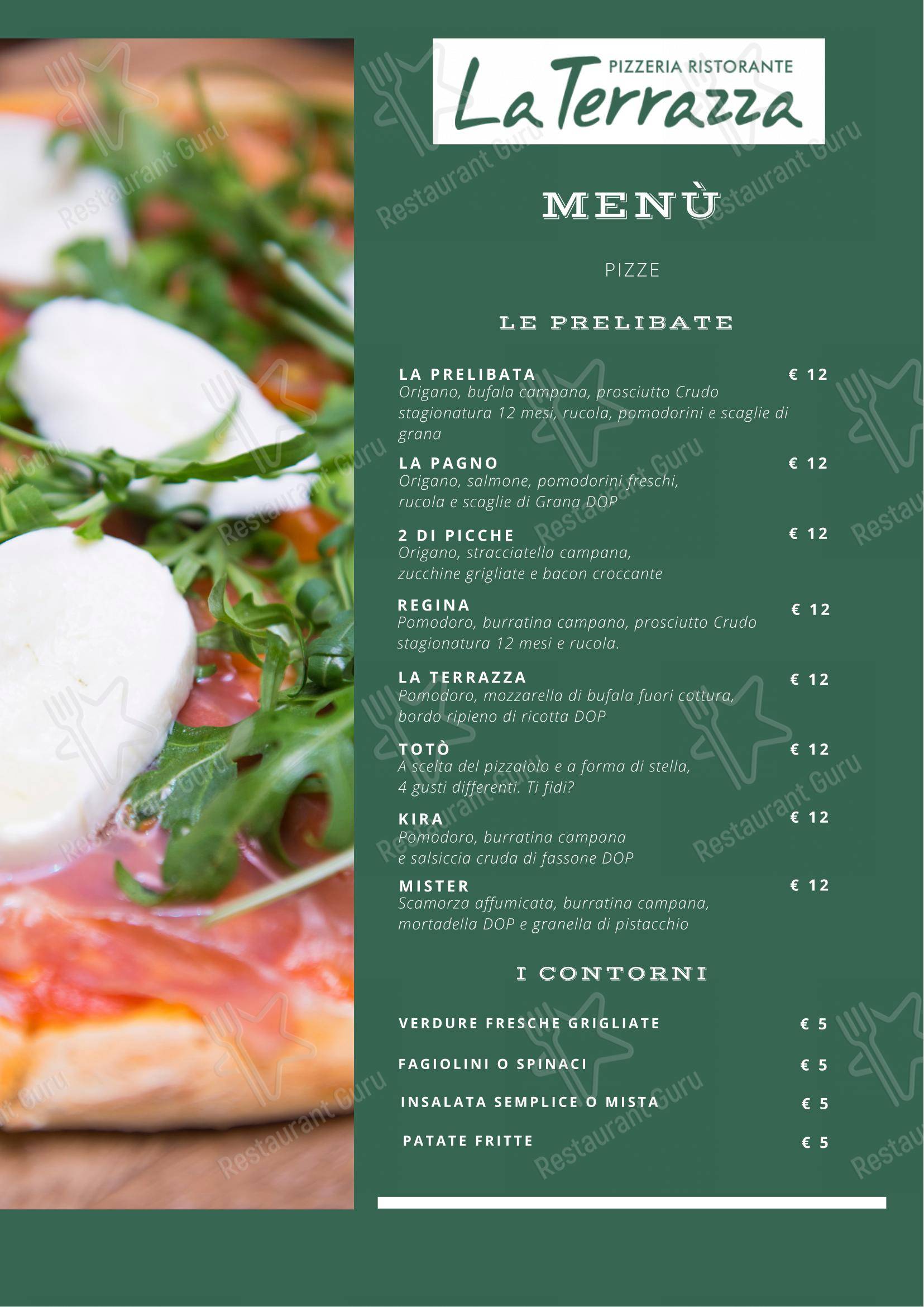 Menu per Pizzeria Ristorante la terrazza ristorante