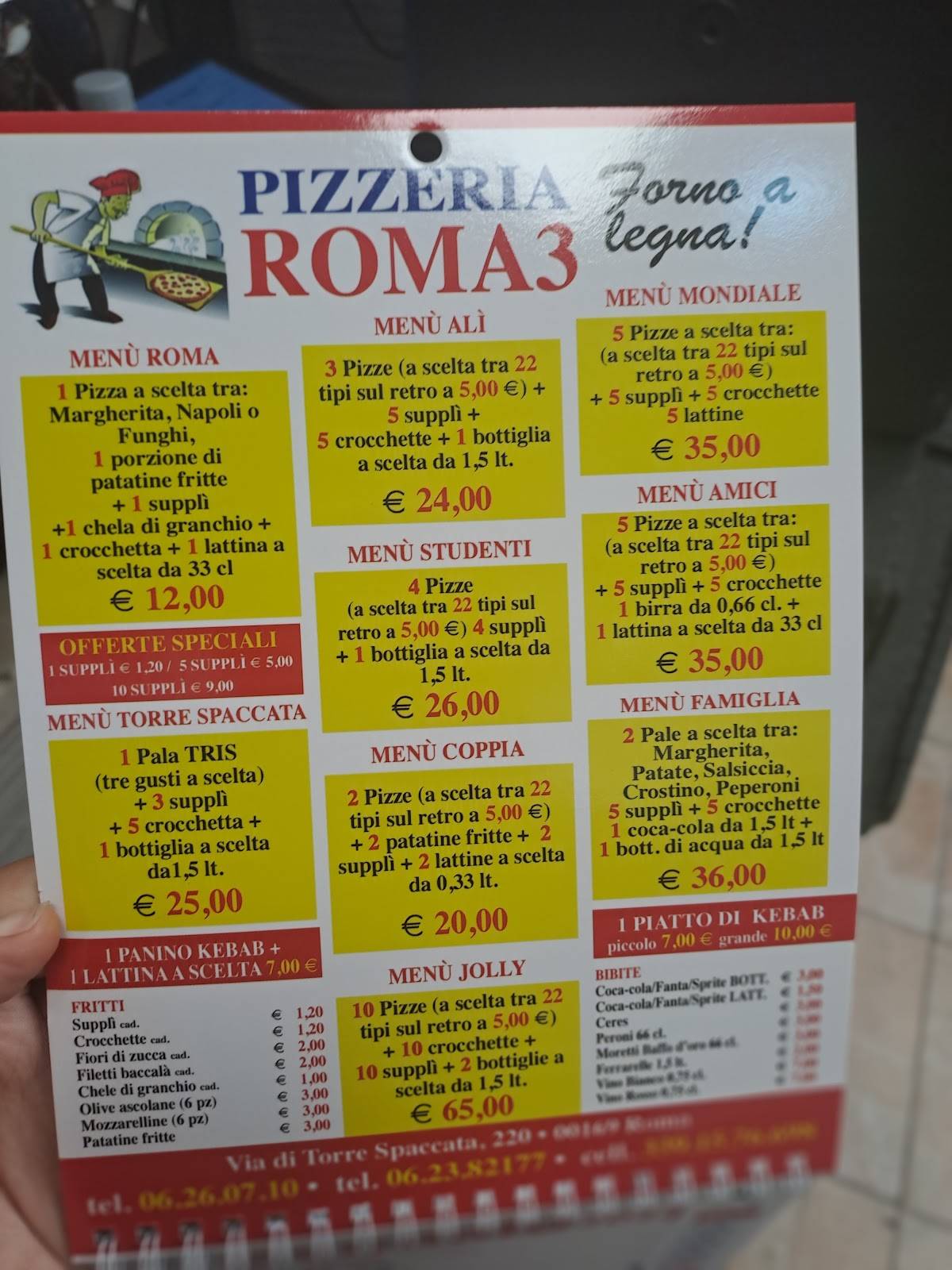 Menu di Pizzeria Roma Tre 