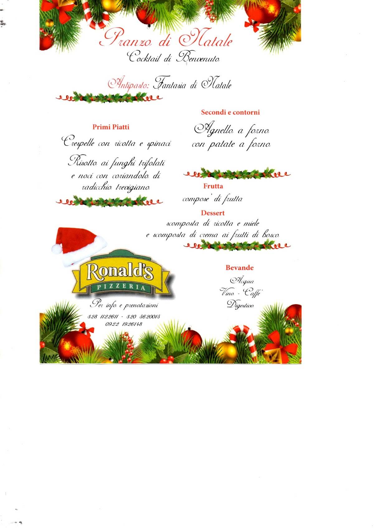 Menu di Pizzeria Ronald'S 
