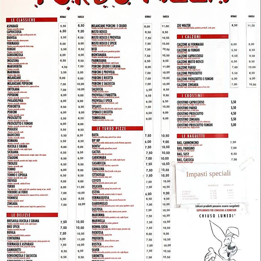 Menu di Turbo pizza 