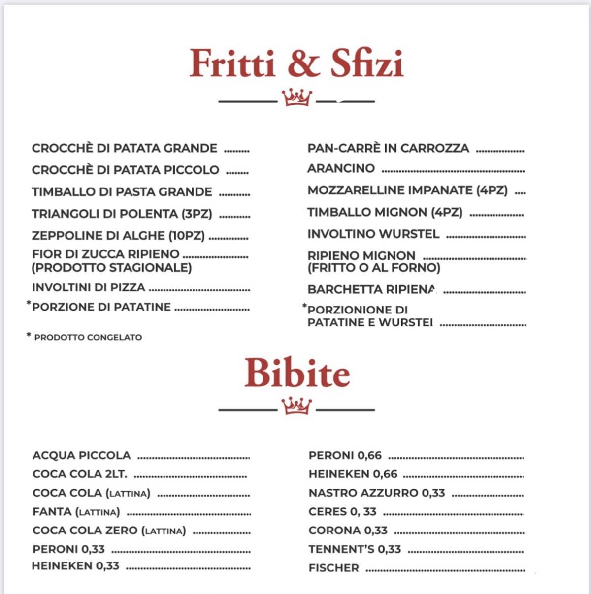 Menu di Pizzeria 'A Reginella 