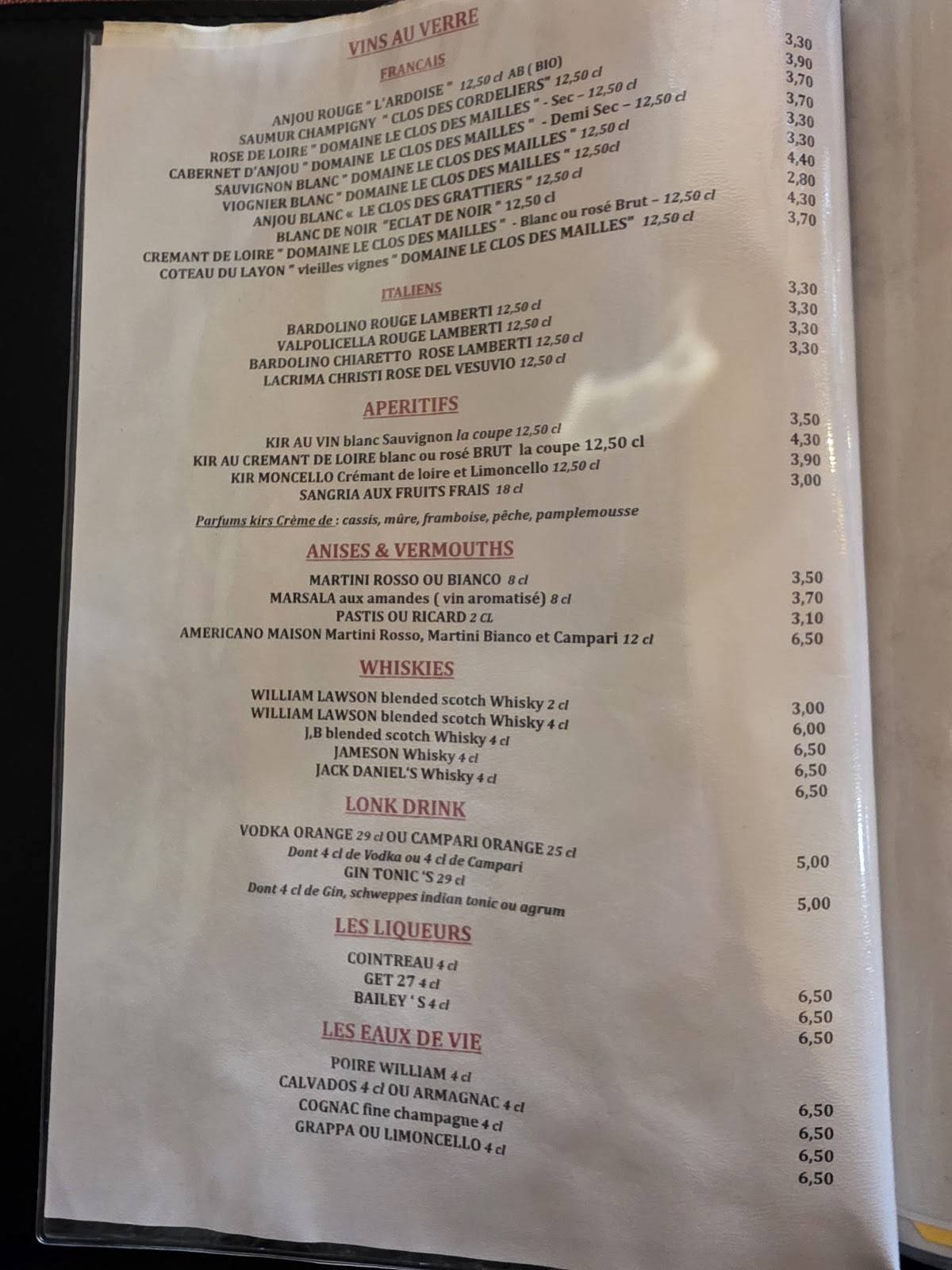 Menu de Pizzeria la Strada Sarl