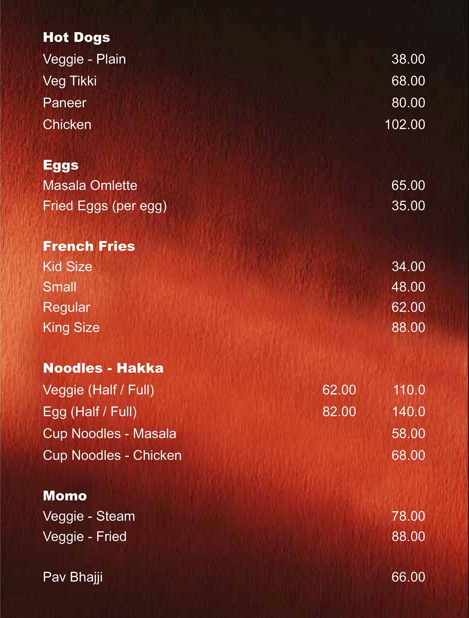 Plan B Cafe menu