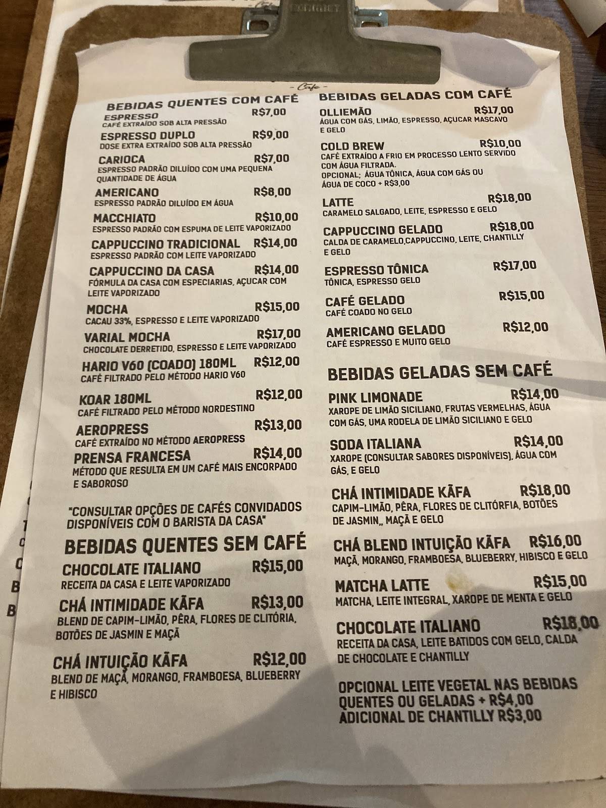 PLUSLIFE Café cardápio