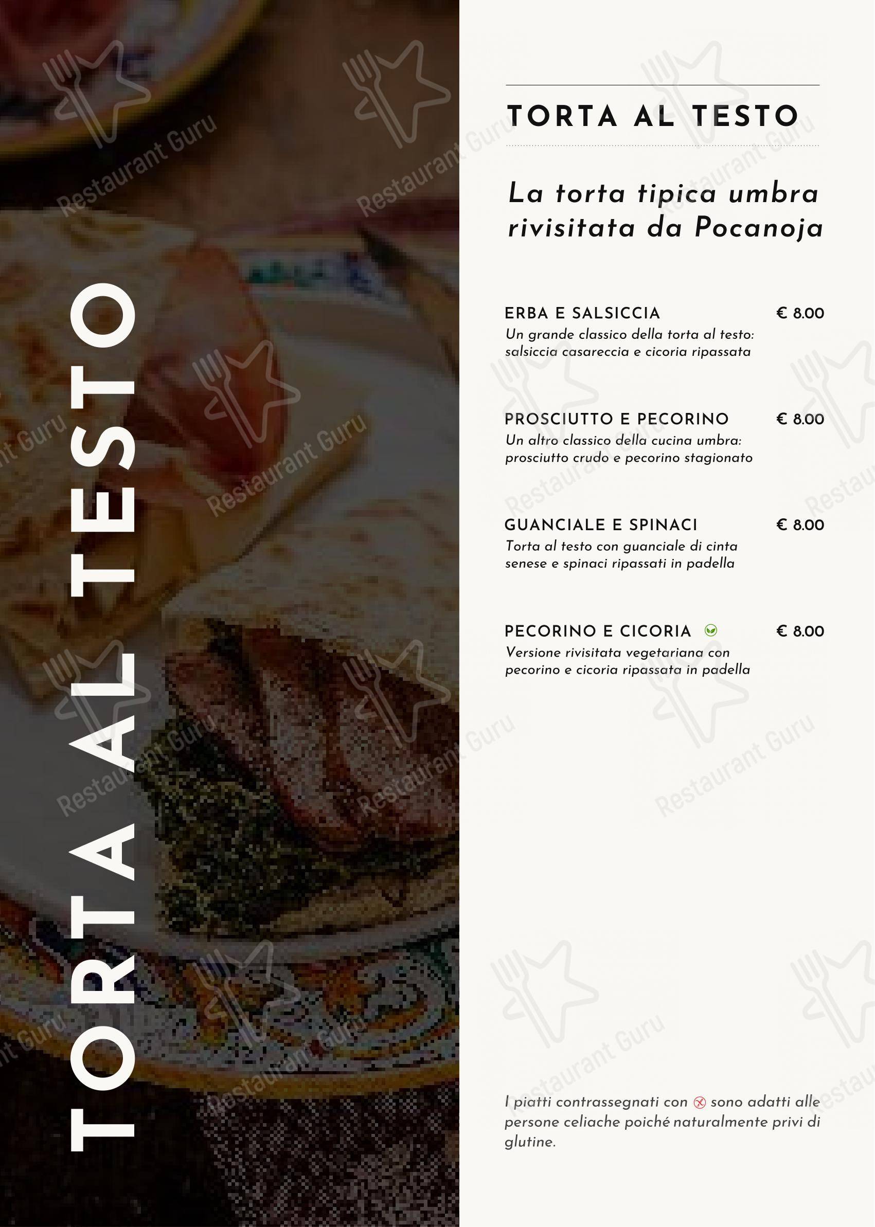 Menu per Pocanoja ristorante