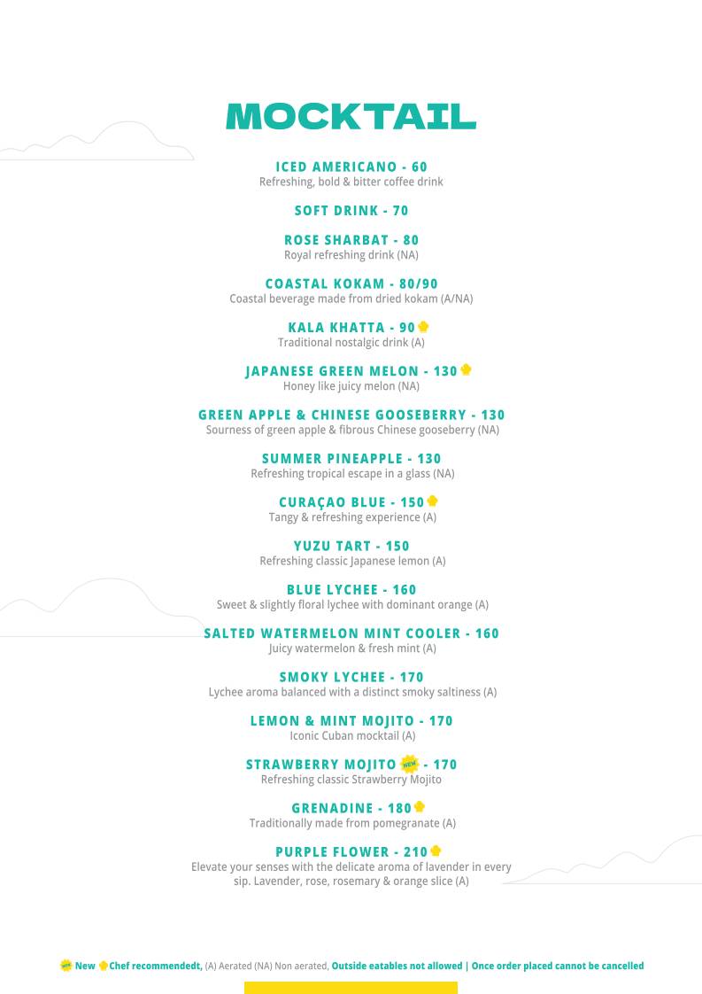 Poona Food truck menu
