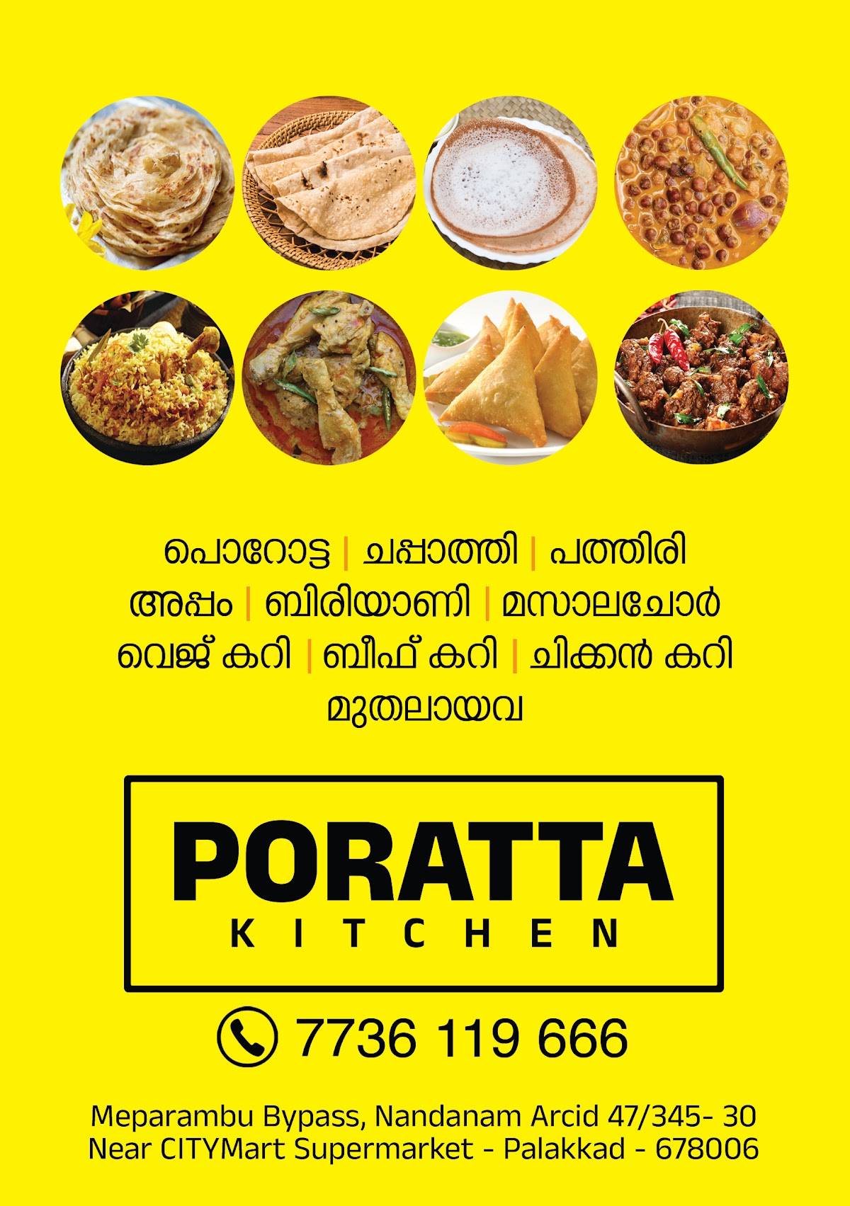 Poratta kitchen menu