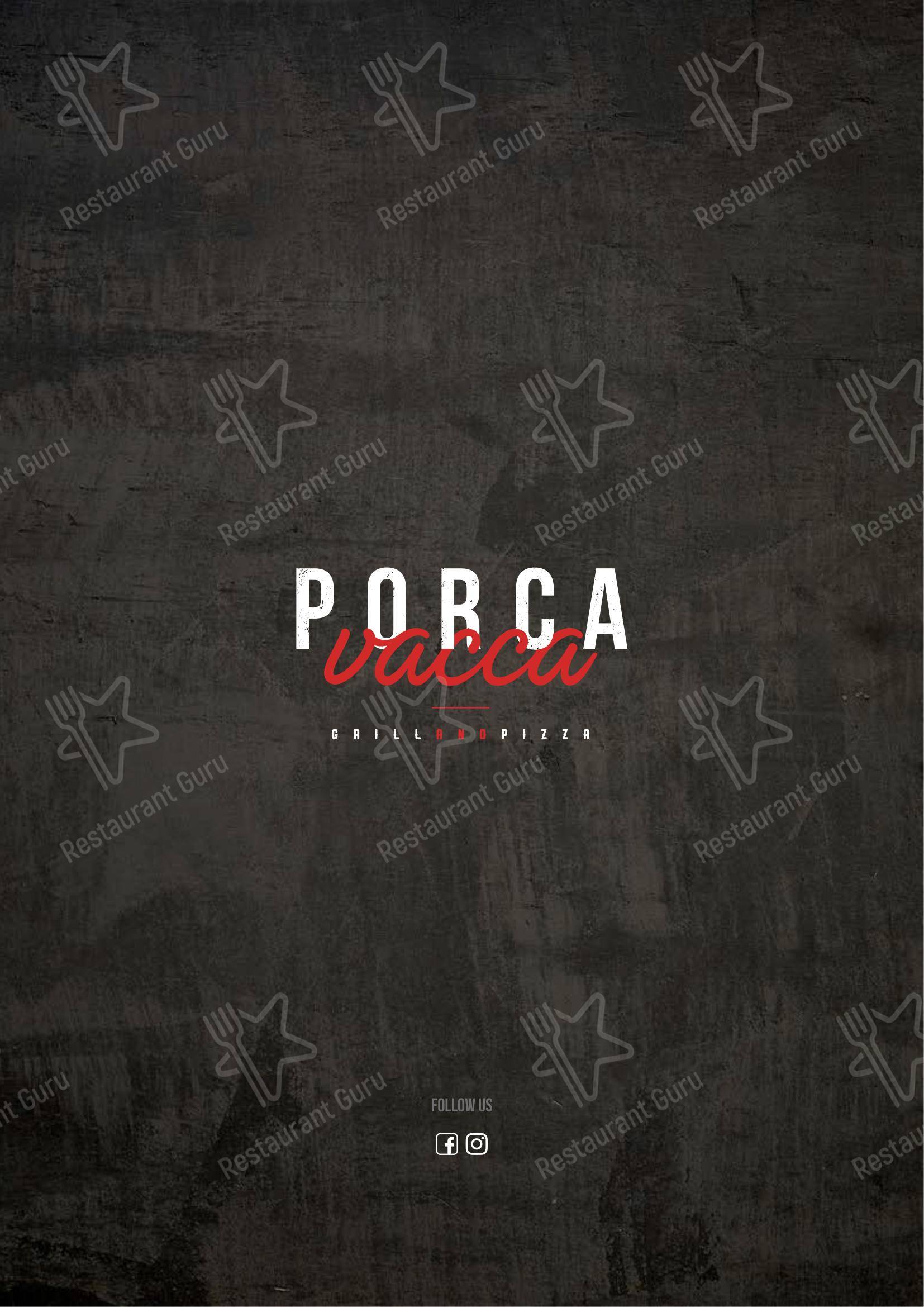 Menu per Porca Vacca ristorante