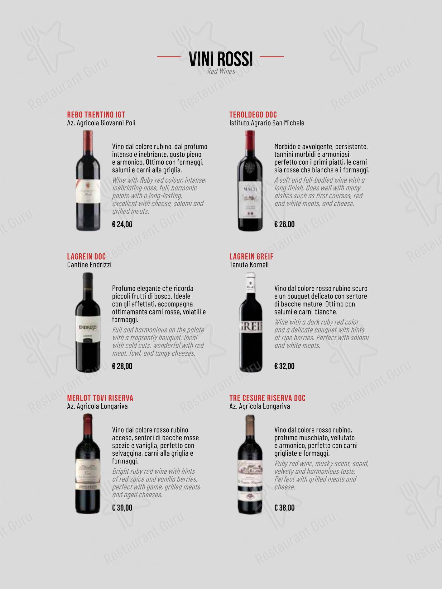 Porca Vacca in Dro - Menu