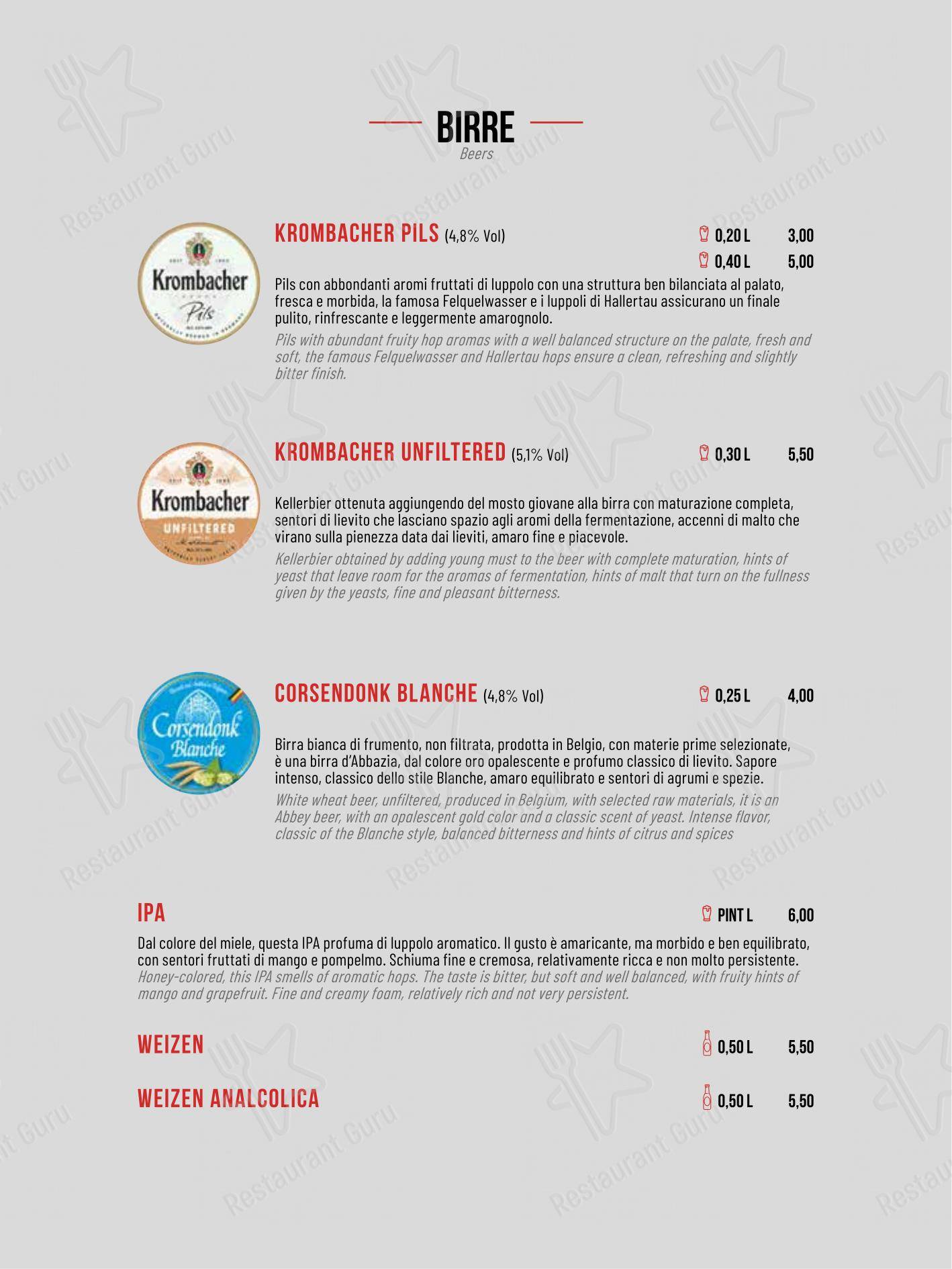 Menu per Porca Vacca ristorante
