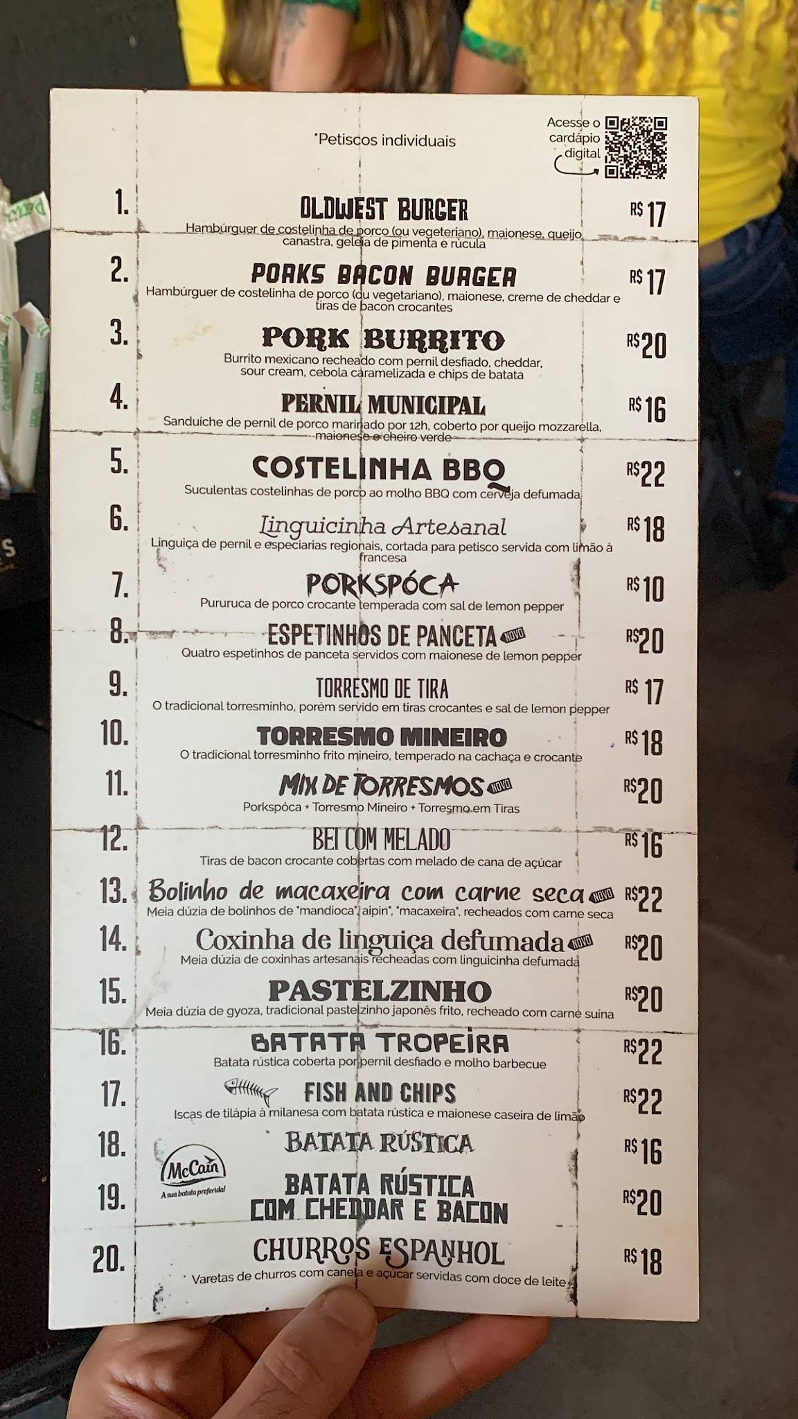 Porks Praia Grande Bar de Rock Chope Artesanal Comida de Boteco e Porco cardápio