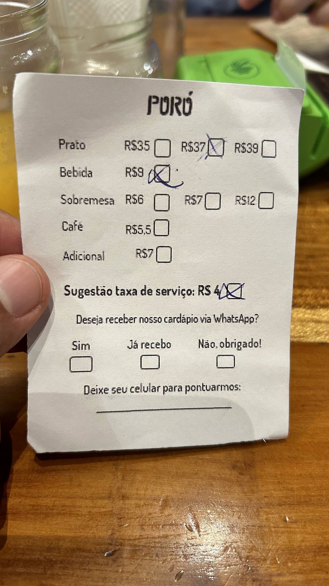 Poró cardápio