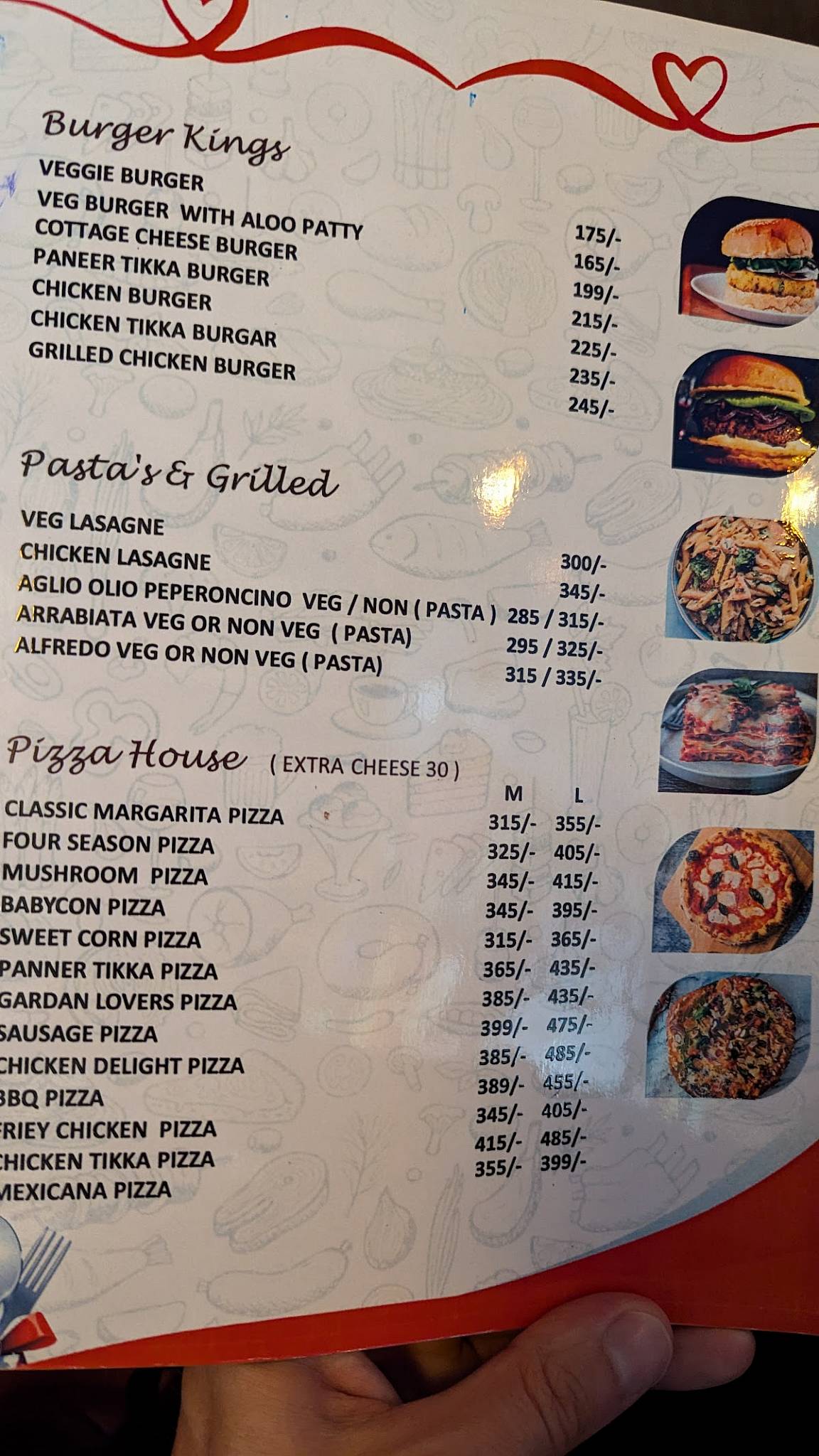 Valentine's Cafe menu