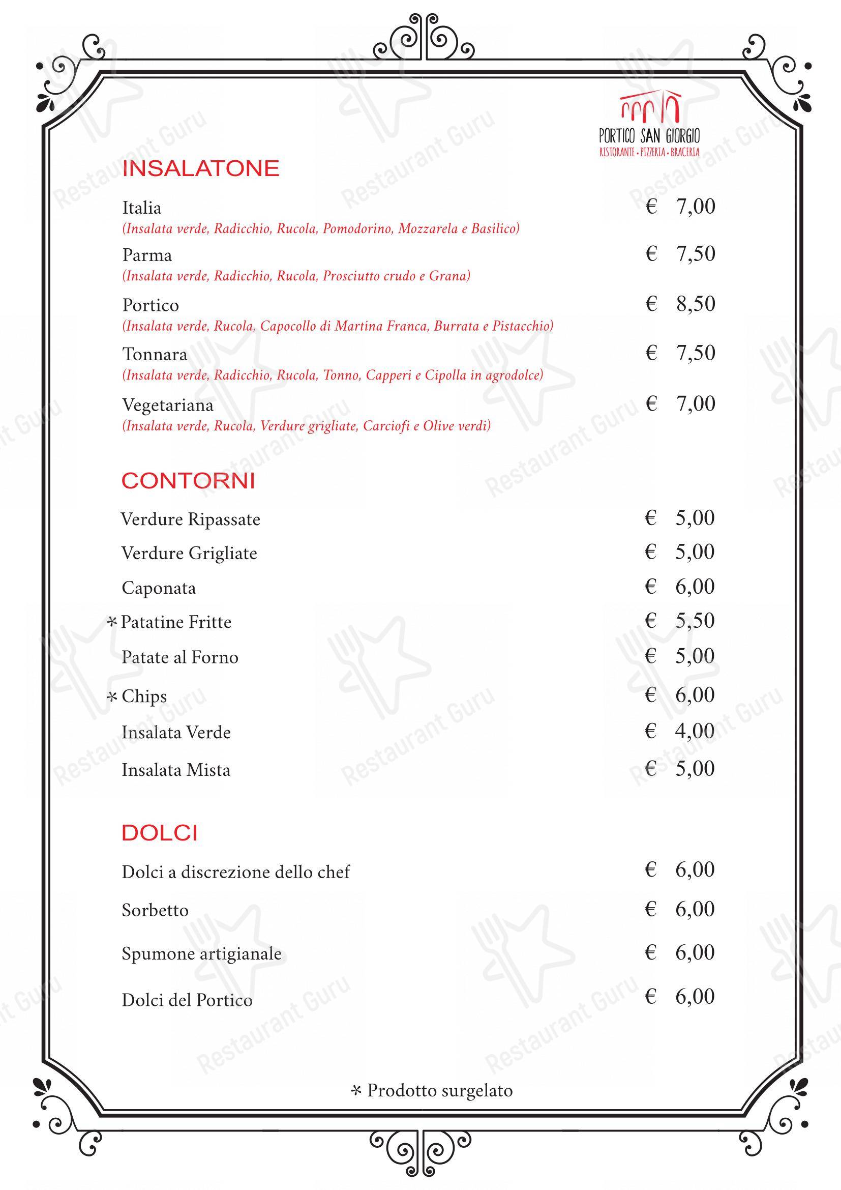 Portico San Giorgio in Melpignano - Menu