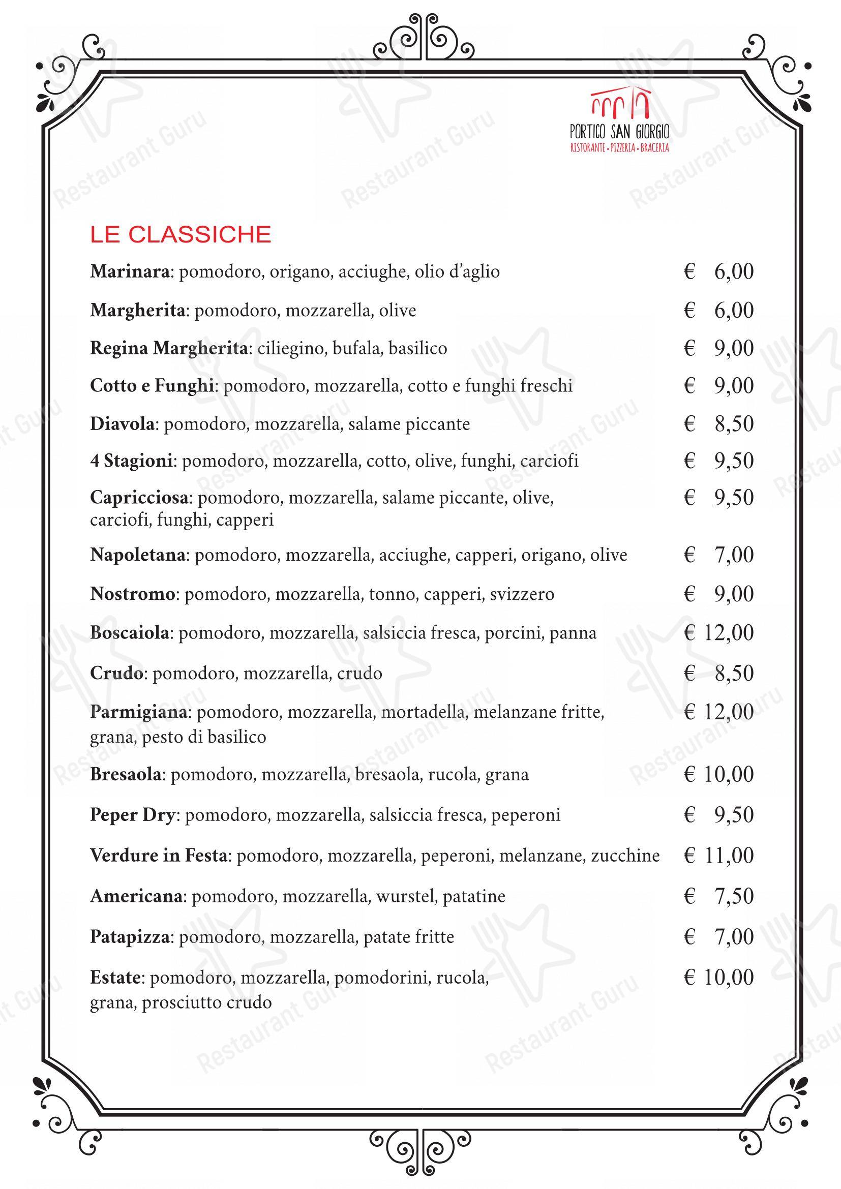 Menu per Portico San Giorgio ristorante