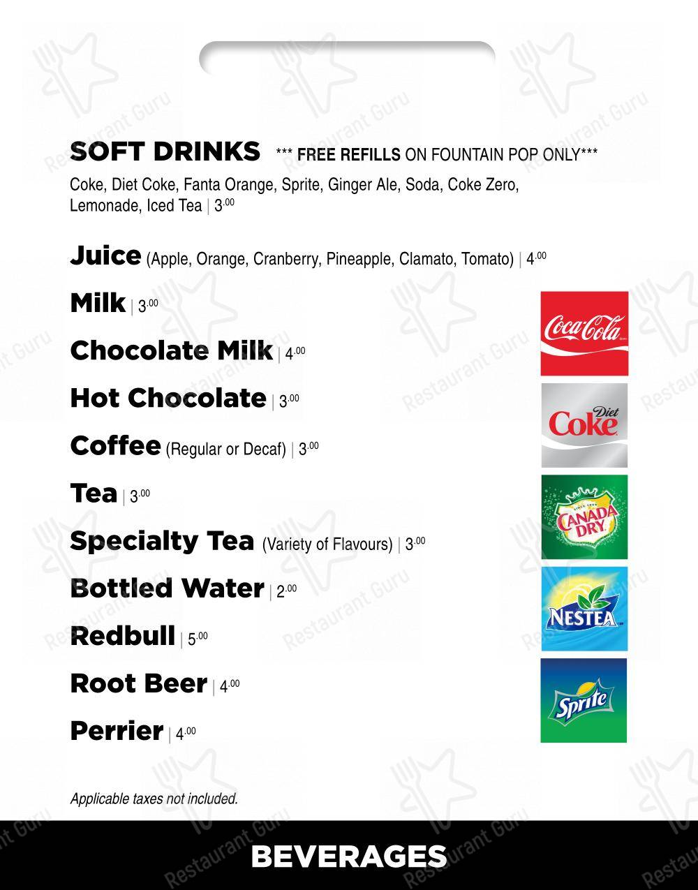 Menu pour Portly Piper Pub Ajax - repas et boissons