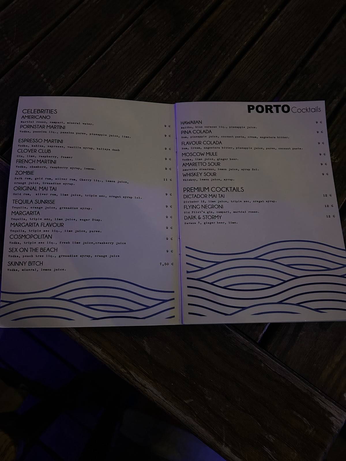 Menu di Porto Club Baška 