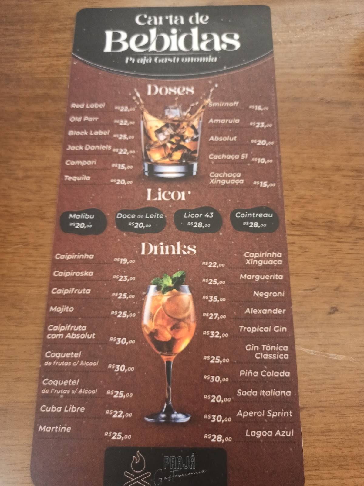 Prajá Gastronomia cardápio