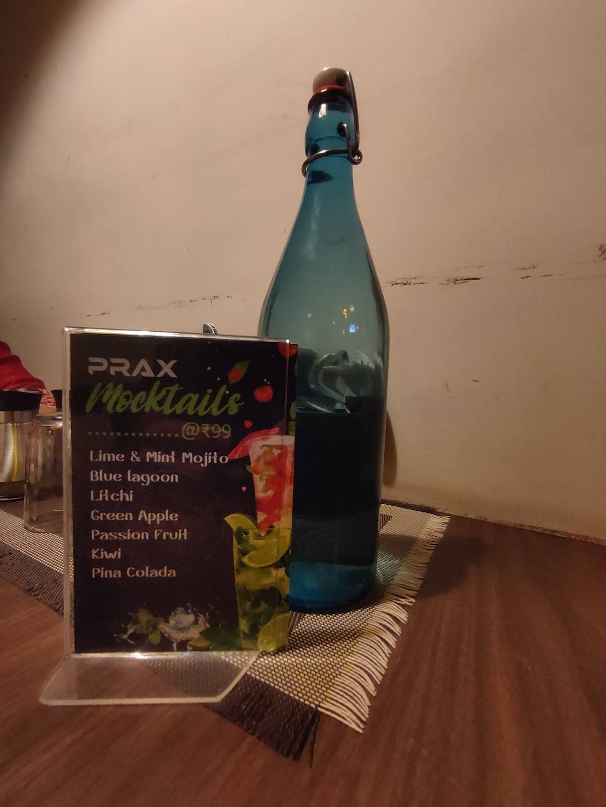 Prax Restaurant menu