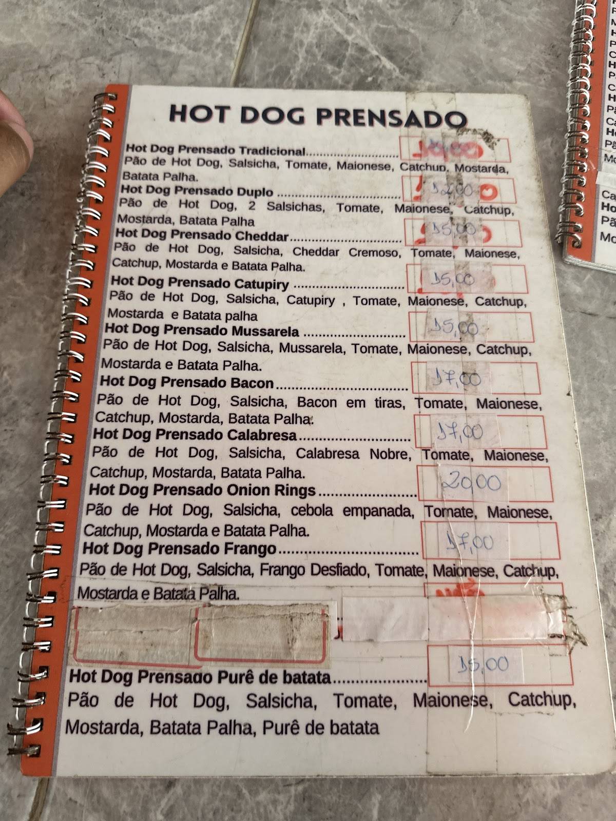 Prensado da Praça cardápio
