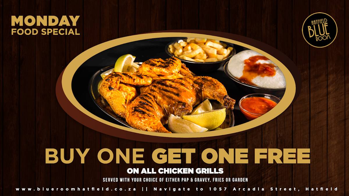 Menu at Blue Room Hatfield pub & bar, Pretoria, Arcadia St