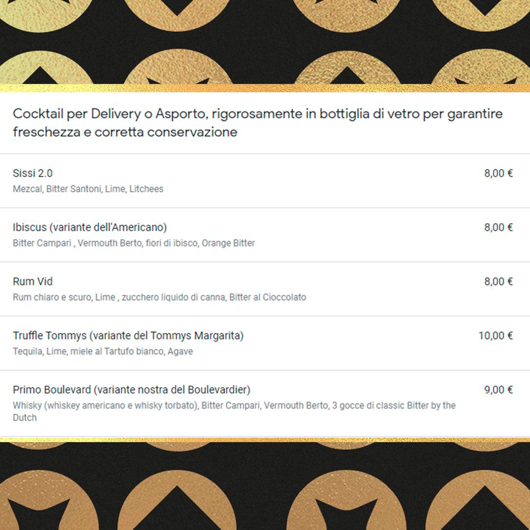 Menu di Primo Cocktail & Wine Bar - Saronno 