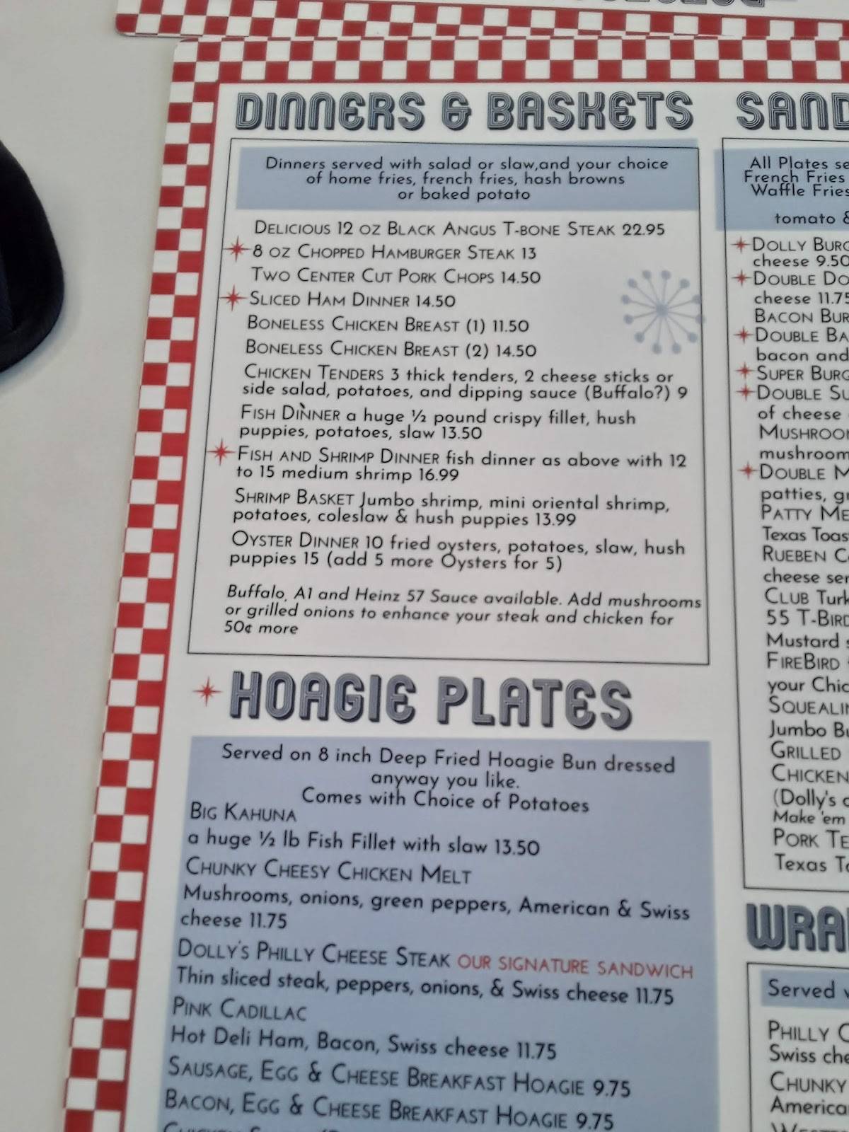 Menu at Dolly's Diner restaurant, Princeton, 909 Oakvale Rd