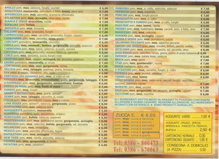 Menu di Pronto Pizza Express 