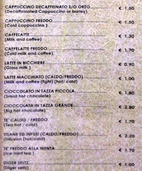 Menu di Caffè Negresco 