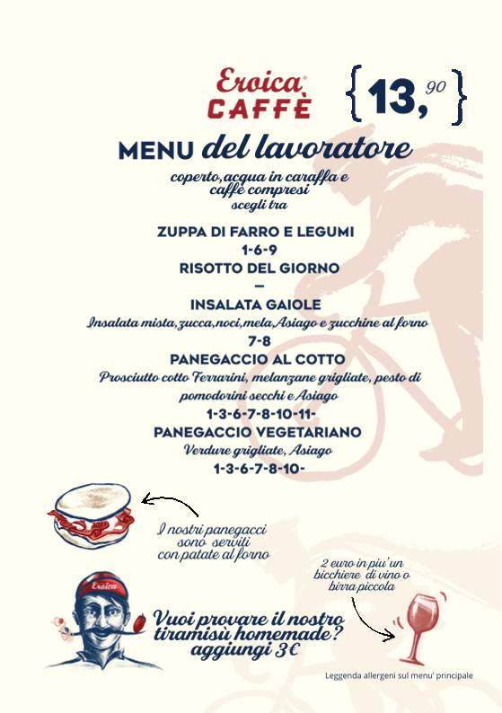 Menu di Eroica Caffè Padova 