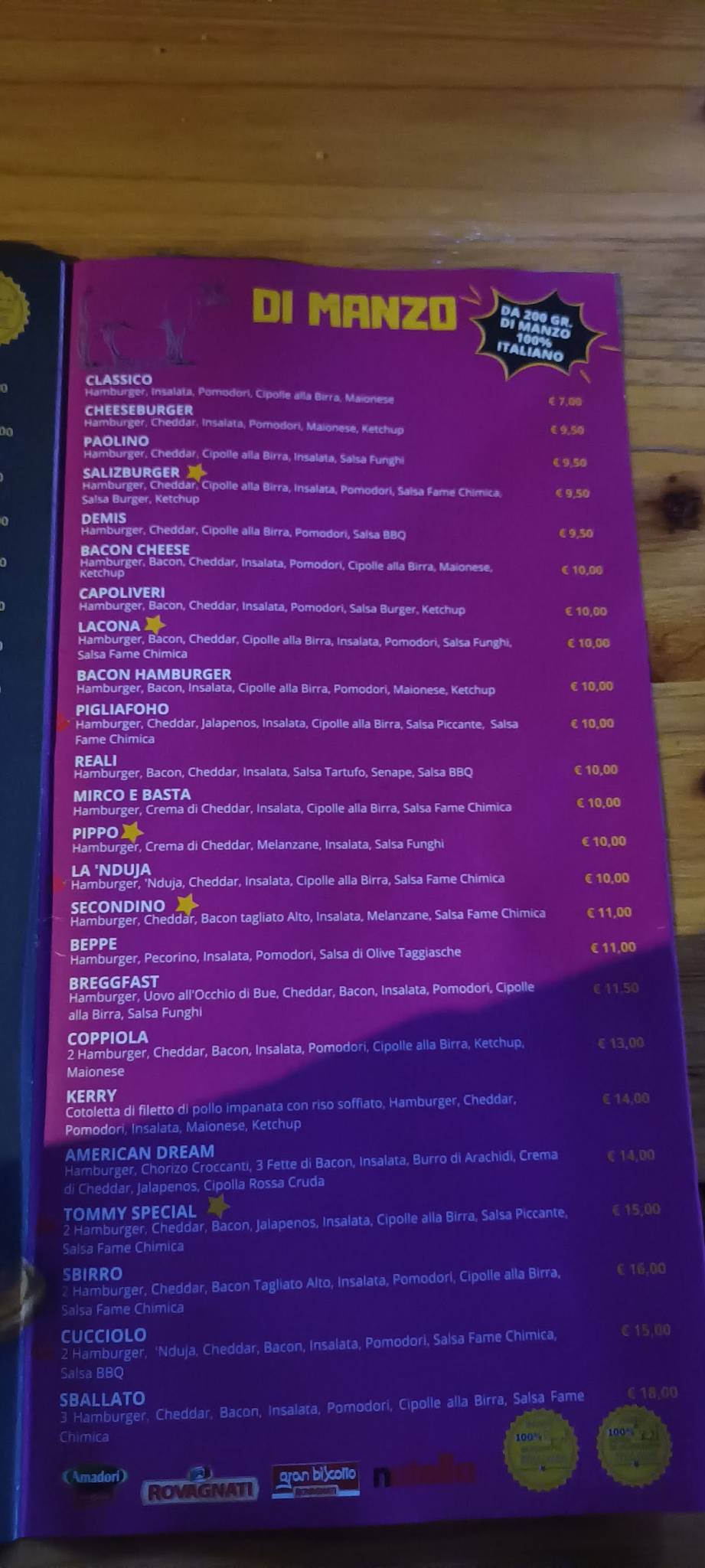 Menu di Fame Chimica Elba 