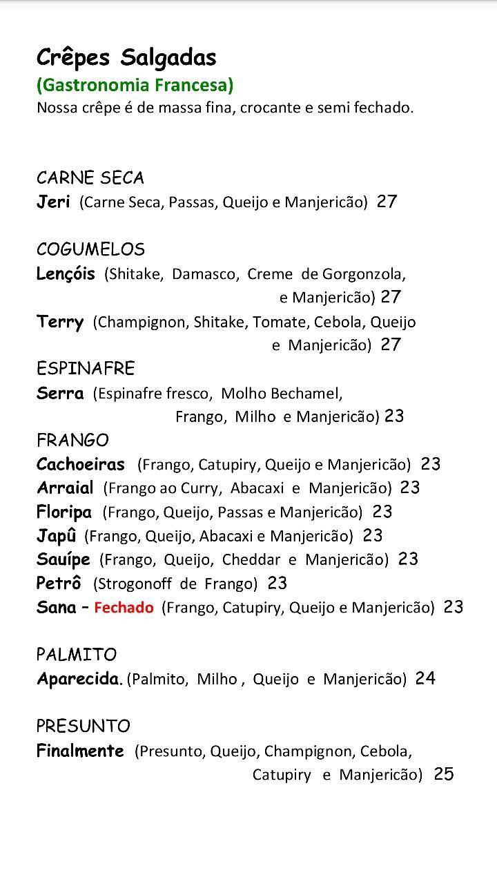 Finalmente Bistrô cardápio